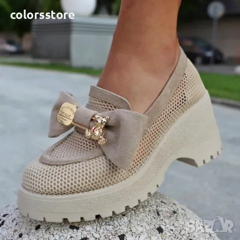 Обувки на платформа - бежови - BR678, снимка 2 - Дамски ежедневни обувки - 34442640
