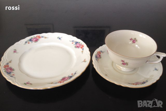 Schönwald 1935 г. Нов немски комплект трио за чай/кафе и десерт, чаша и 2 чинии, сервиз, сет, чиния , снимка 5 - Антикварни и старинни предмети - 33422815