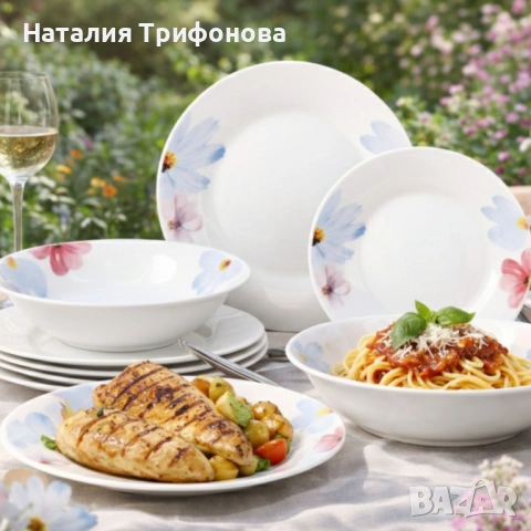 Комплект чинии 24 части с нежни цветя – Свежест и стил за всяка трапеза, снимка 3 - Сервизи - 53406578