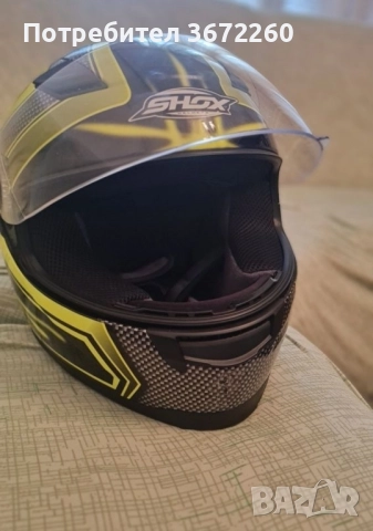 Мото каска Shox размер М 57-58 жълто и черно, снимка 8 - Аксесоари и консумативи - 52163142