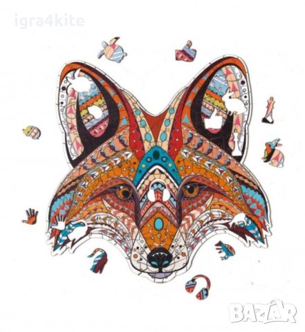 Дървен пъзел животни Глава на Лисица / 27 модела А4 размер / Size M