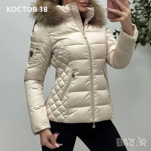 Зимно шушляково яке – 4262 качулка с естествен пух, снимка 2 - Якета - 52500548