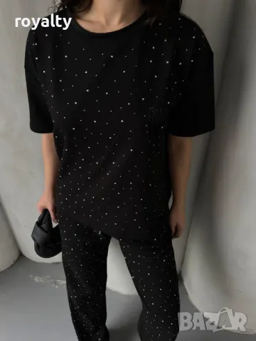 Памучни дамски комплекти с камъни  Мiu Miu, снимка 2 - Комплекти - 50198038