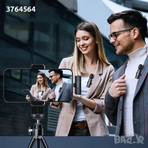 Комплект от 2 мини безжични микрофонa  за телефон, USB Type-C, снимка 2 - Микрофони - 49817142