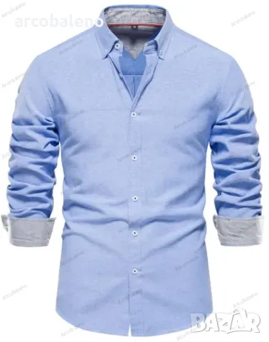 Ежедневна мъжка универсална модна едноцветна риза с дълги ръкави, 7цвята  , снимка 10 - Ризи - 48324119