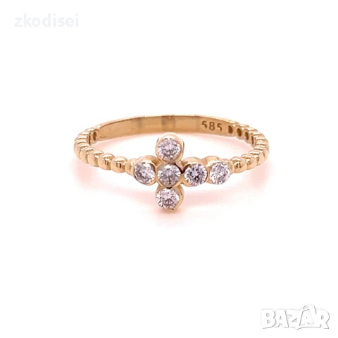 Златен дамски пръстен 1,57гр. размер:57 14кр. проба:585 модел:32140-3, снимка 1