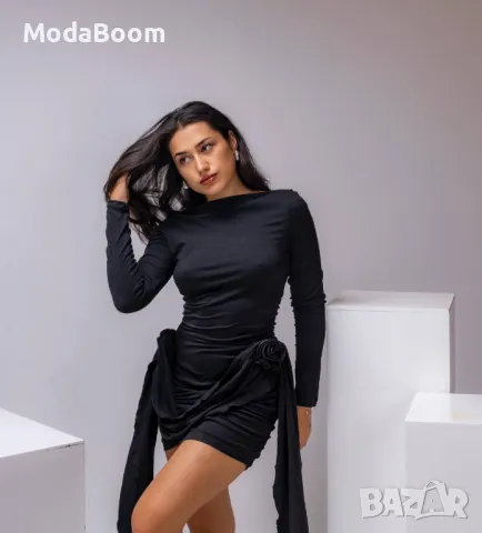 Къса дамска черна рокля , снимка 4 - Рокли - 47543537