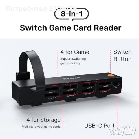 8in1 Game Card Reader for Nintendo Switch/Switch OLED, снимка 1