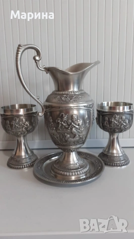 Комплект за вино "Рембрант" от калай Antik*Vintage #117, снимка 2 - Антикварни и старинни предмети - 53094668