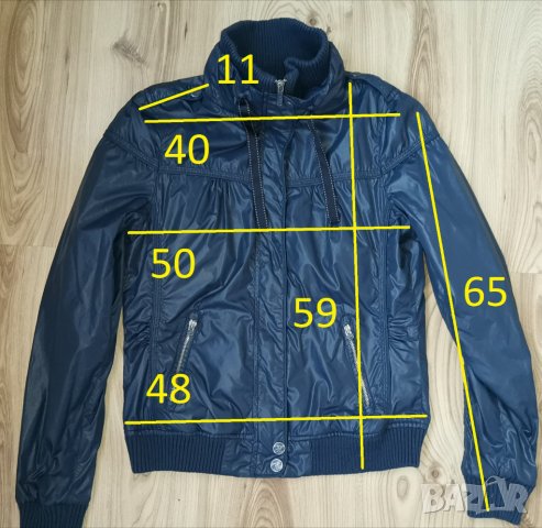 Дамско яке BERSHKA, size M, леко лъскаво, тъмносиньо, много запазено, снимка 8 - Якета - 35251213