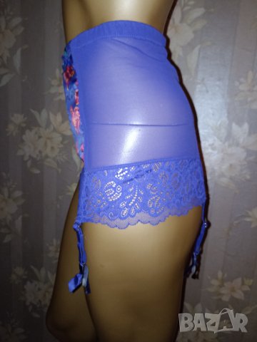 Gossard XS-Нов лилав колан с жартиери с флорален сатен , снимка 4 - Бельо - 43082791