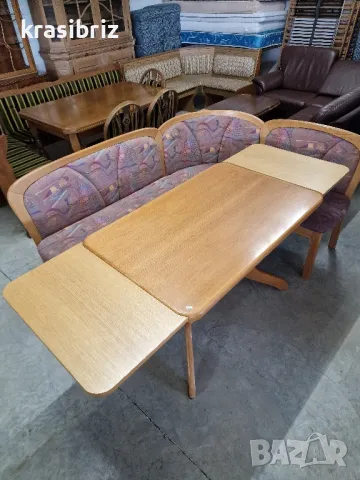 Масивен Кухненски Ъгъл с Разтегателна Маса-внос от Германия!, снимка 6 - Дивани и мека мебел - 48964448