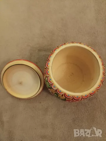 Винтидж руска дървена захарница, ръчно рисувана. , снимка 4 - Декорация за дома - 47676153