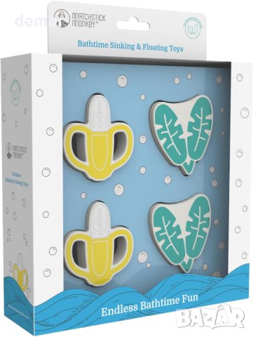 Splish Splash Комплект играчки за баня за малки деца - плаващи банани и бананови листа, снимка 4 - Образователни игри - 43941645