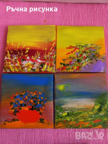 Авторски мини картини тема есен ,цена 10лв -картина и статив и големи картини , снимка 15 - Картини - 38707244