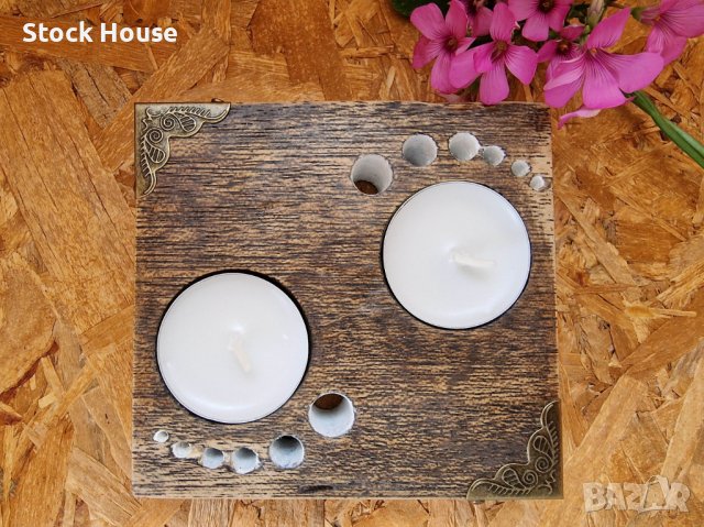 Ръчно изработен свещник от дървесина за две свещи, снимка 5 - Декорация за дома - 38366465