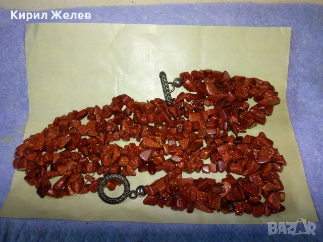 РАЗКОШНА СКЪПОЦЕННА ОГЪРЛИЦА РЕТРО СТИЛ КОЛИЕ НАТУРАЛЕН АВАНТЮРИН РЪЧНО НИЗАНИ КАМЪЧЕТА 34718, снимка 8 - Колиета, медальони, синджири - 39201129