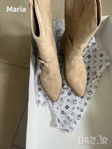 Боти естествен набук и естествена кожа от вътре, снимка 3 - Дамски боти - 52053647