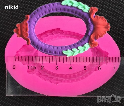 винтидж овал рамка силиконов молд за фондан украса торта декорация мъфини шоколад, снимка 4 - Форми - 17121596