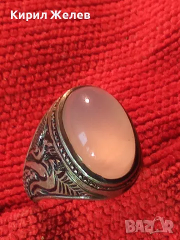 Стар РЪЧНО ОРНАМЕНТИРАН СКЪПОЦЕНЕН СРЕБЪРЕН ПРЪСТЕН ЛАКИРАНО СРЕБРО с ШЛИФОВАН ЛУНЕН КАМЪК 50109, снимка 14 - Антикварни и старинни предмети - 49294816