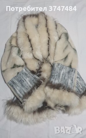 Палто от телешка кожа + сребърна лисица , снимка 1