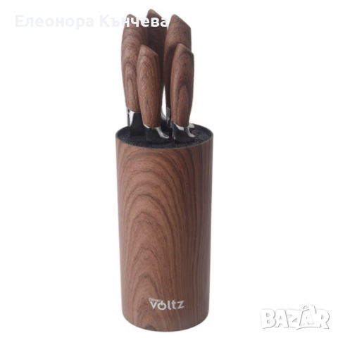 Комплект ножове Voltz с мраморно покритие и стойка – Стил, острота и удобство за перфектна кухня, снимка 2 - Прибори за хранене, готвене и сервиране - 52743397