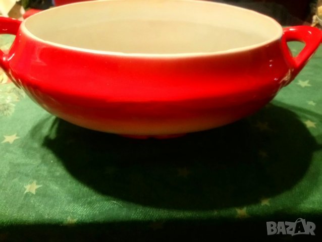 Червен порцеланов супник, снимка 3 - Антикварни и старинни предмети - 35247153
