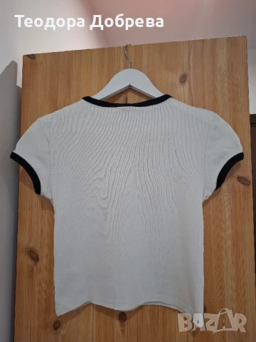 Бяла тениска с принт от H&M, снимка 2 - Тениски - 50836836