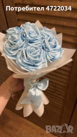 Букет от сатенени рози, снимка 2 - Подаръци за жени - 53329588