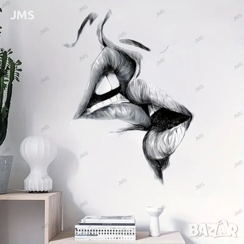 Модерен стикер за стена с целувка на устни, снимка 2 - Декорация за дома - 43447984
