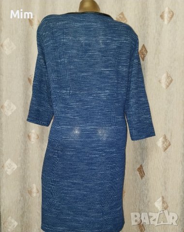 48 Тъмно синя рокля меланш с черни пайети , снимка 5 - Рокли - 43706610