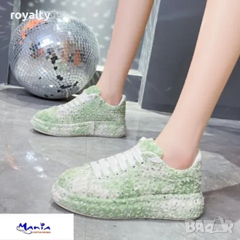 Дамски дънкови маратонки в зелено, снимка 3 - Маратонки - 49944386