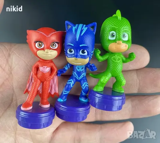 6 бр PJMASKS PJ Masks PJ Mask на стойка фигурки пластмасови PVC за игра украса торта топер фигурка, снимка 2 - Фигурки - 49381235