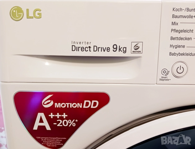 Инверторна пералня  LG  Direct Drive - 9 кг, снимка 3 - Перални - 52468796