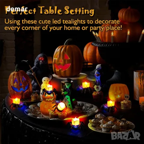 6 броя Хелоуин LED свещи "паяк" на батерии, снимка 5 - Лед осветление - 49791831