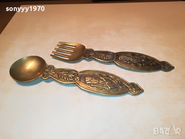 МЕД/МЕСИНГ-ЛЪЖИЦА И ВИЛИЦА ЗА КОЛЕКЦИЯ 0407221916, снимка 6 - Антикварни и старинни предмети - 37286806
