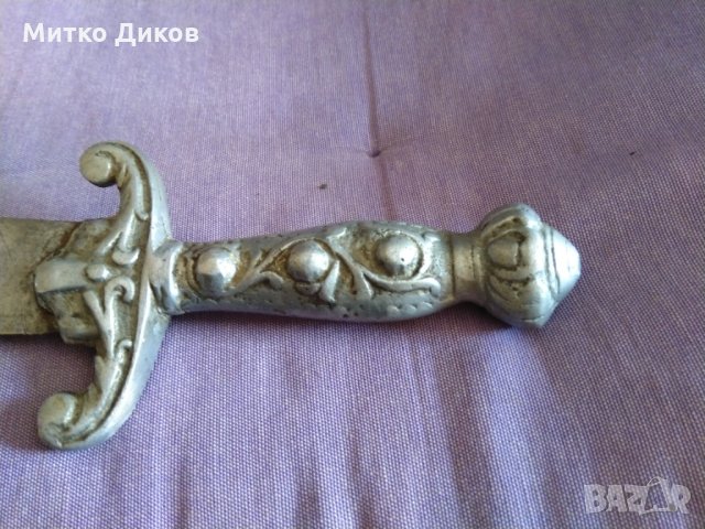 Стар нож от соца 290х160мм калъф естествена кожа, снимка 4 - Ножове - 35571058