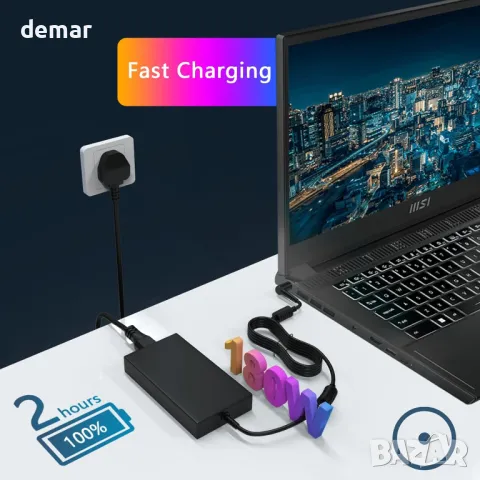 180W променливотоков адаптер за геймърски лаптоп MSI с три конектора 7.4*5.0mm+4.5*3.0mm+5.5*2.5mm, снимка 3 - Друга електроника - 48036647