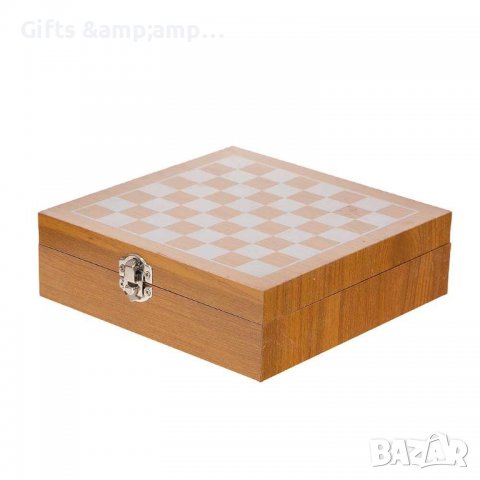 Подаръчен комплект за игра на шах с включени фигури + стилна манерка с две чашки в дървена кутия, снимка 2 - Шах и табла - 37520897