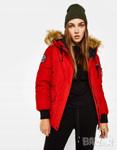 Bershka - 55% Дамско зимно червено яке S размер