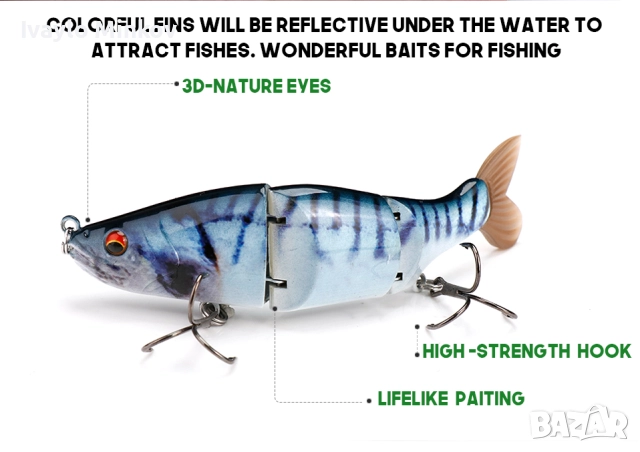 11.5см. 17г Воблер Metal Jointed Soft Tail VTAVTA, снимка 3 - Стръв и захранки - 52990312