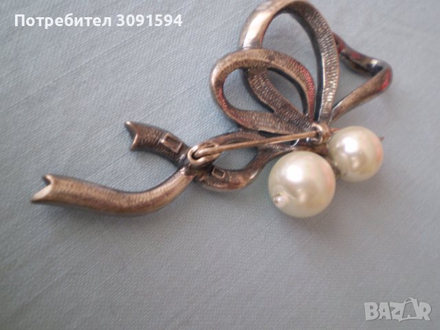 дизаинерска  красива  сребърна брошка перли и циркони, снимка 11 - Антикварни и старинни предмети - 36875288