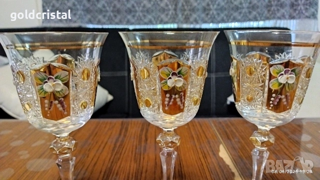 кристални чаши Чехословакия Бохемия , снимка 2 - Антикварни и старинни предмети - 53398146