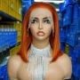 Естествена оранжева дамска перука с дантела лейс фронт 13x4, снимка 3