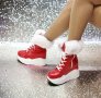 Боти на платформа - червена кожа с бяло ходило - BPH1, снимка 1