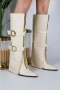 Ботуши на платформа - бежова кожа, снимка 3