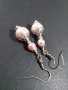 Изящни обици с нежни розови кристални перли и орнаменти в цвят Сребро , снимка 3