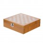 Подаръчен комплект за игра на шах с включени фигури + стилна манерка с две чашки в дървена кутия, снимка 2