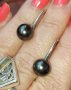 Сребърни обеци с естествени черни перли проба s925, снимка 1