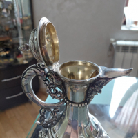 RRR Много рядка сребърна кана/ 19 век/сребро, злато, чаша, снимка 17 - Антикварни и старинни предмети - 36497082
